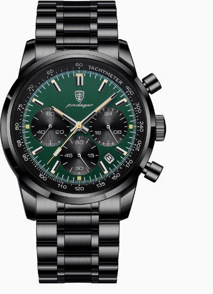 Black Case - Green Dial - Black Steel Bracelet