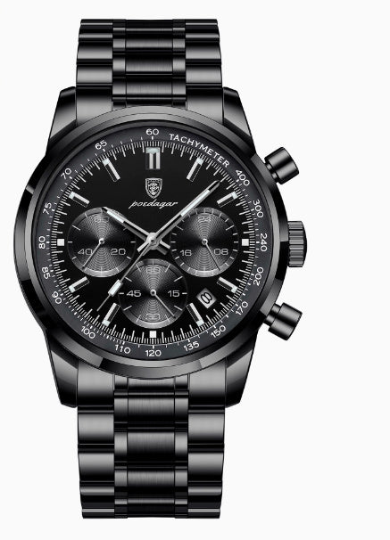 Black Case - Black Dial - Black Steel Bracelet